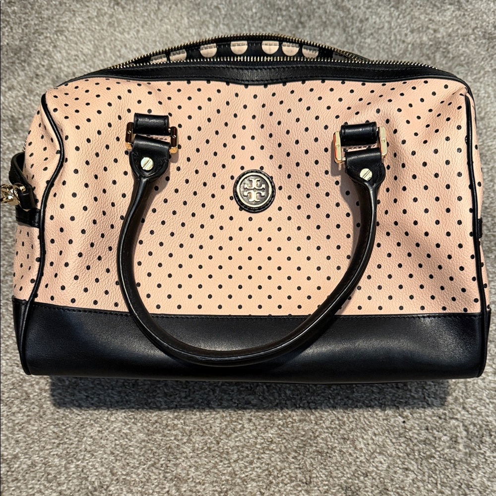 Tory Burch Kerrington Viva Polka Dot Satchel in Pink and Black